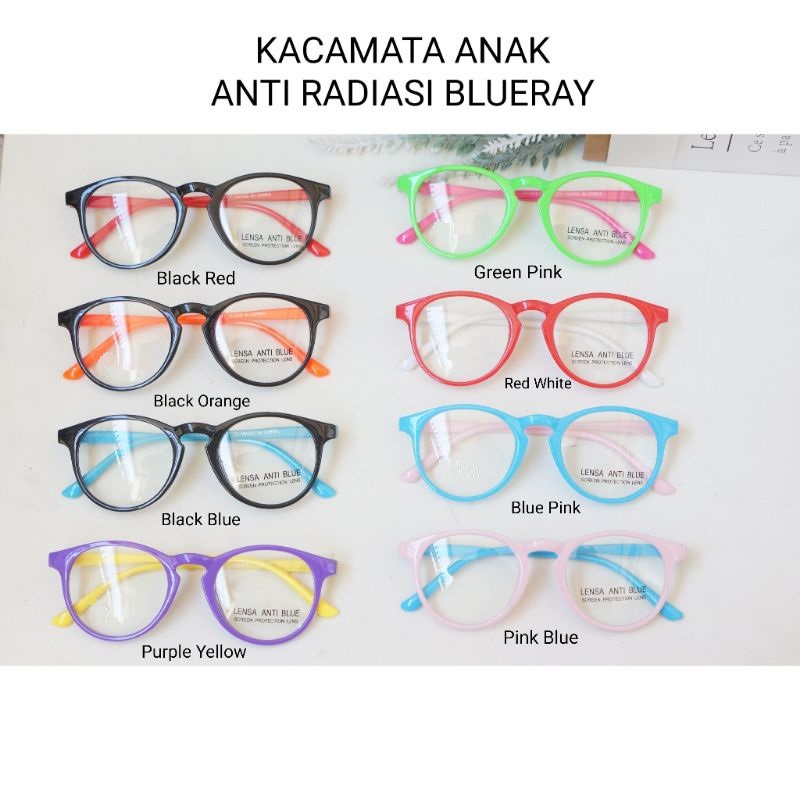 Kacamata Anak Anti Radiasi HP/ Komputer / Blueray Oval 2 Warna AV046