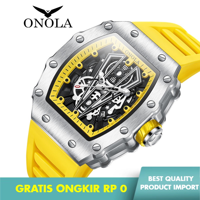 Onola  Hot Fashion Tahan Air  Jam Tangan Pria Silikon Band Olahraga Jam Tangan Pria
