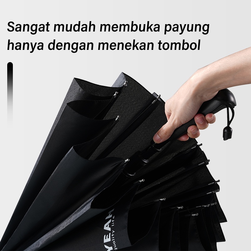 Letyeah &amp; Anantagt Payung gagang panjang polos Besar Jumbo Buka otomatis Sturdy Black Golf Umbrella