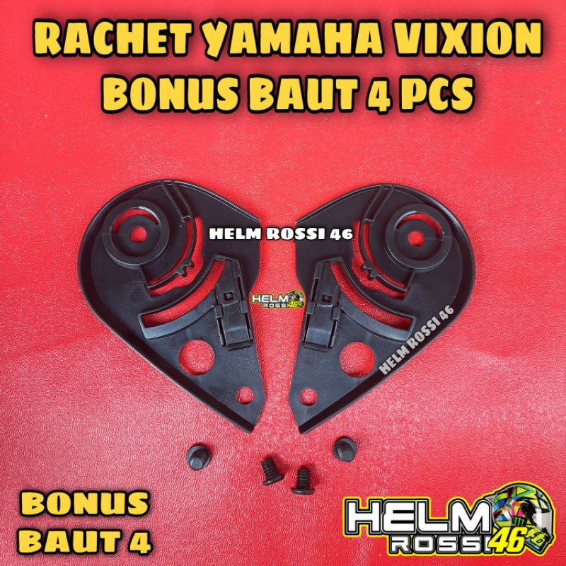 RACHET HELM YAMAHA VIXION CARGLOSS - BONUS baut 4 pcs || kanan dan kiri sepasang - dudukan yamaha