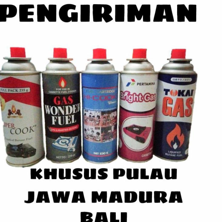 Garansi Pemesanan Gas portable/Gas kaleng/Gas refil Hi cook, Culinari, Super cook, Tokai, Wonderfuel
