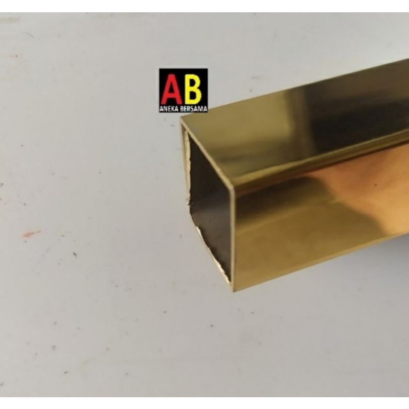 Hollow Stainless Steel Gold Mirror 4cm x 4cm Panjang 3m