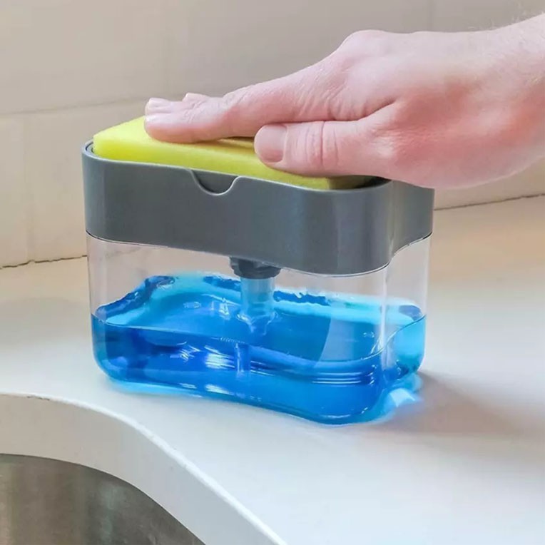 Tempat Sabun Cuci Piring - Soap Pump Sponge Caddy Dispenser Spons Multifungsi