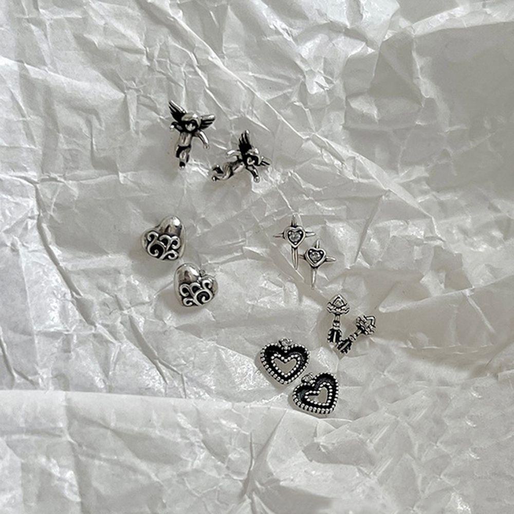 Perhiasan Anting Tusuk Salib LILY Heart Angel Goth Aesthetic