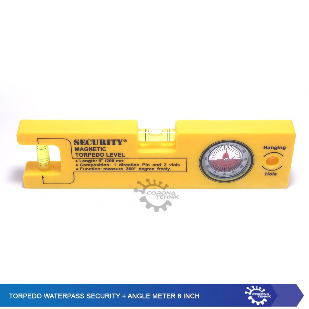 Torpedo Waterpass Security + Angle Meter 8 Inch