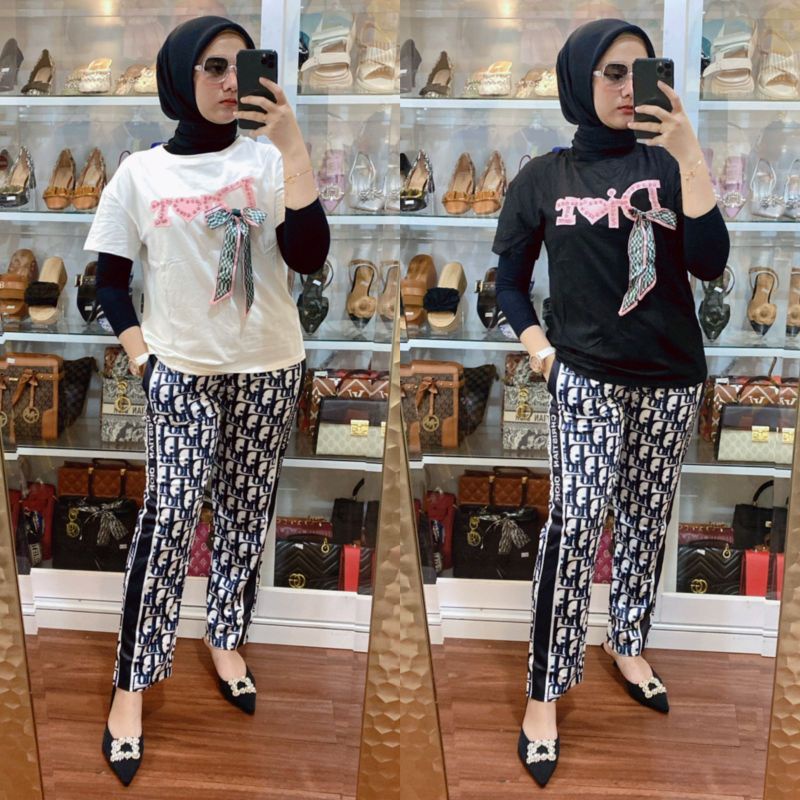 Premium Setelan Pendek Dior Syal