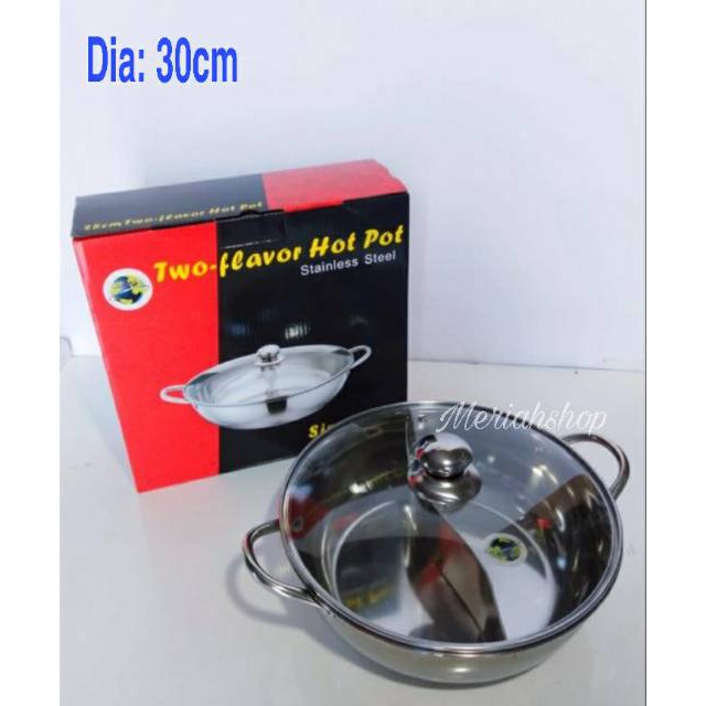 Panci Shabu Shabu Sekat 30CM / Suki Shabu Shabu Stainless Hot Pot 30 CM / 2 Rasa