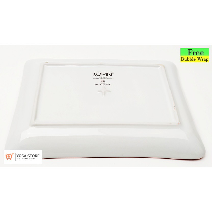 Piring Saji Keramik Segi Empat Ayam Jago 20cm x 14cm - 1 Pcs-3