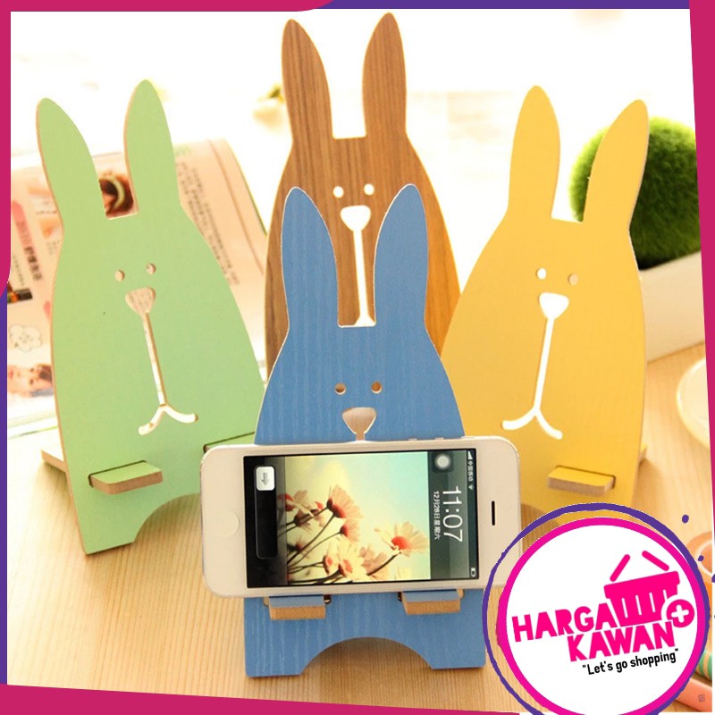 PENYANGGA HP LIPAT MOtif KELINCI/ STAND HOLDER MINI / HP SANDARAN / HP STH Stand kayu (b8k)