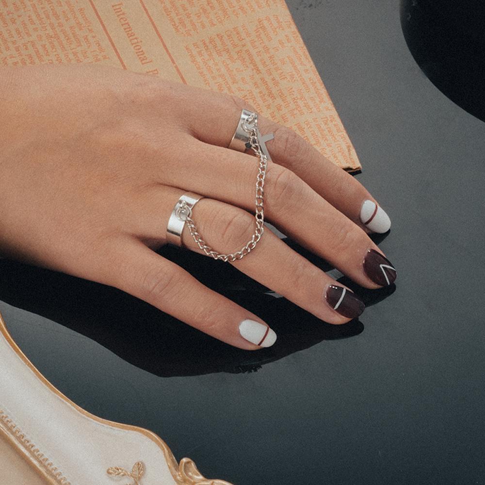 Augustina Gesper Jari Cincin Rantai Kepribadian Fashion Untuk Wanita Pria Multi-layer Rumbai Pembukaan Ring