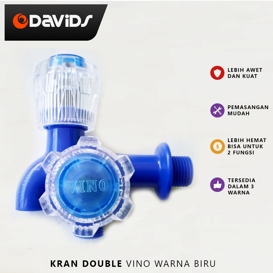 Vino Kran Cabang Shower 2 Double Mesin Cuci Keran Air Plastik Pvc Anti Bocor Sower Dobel