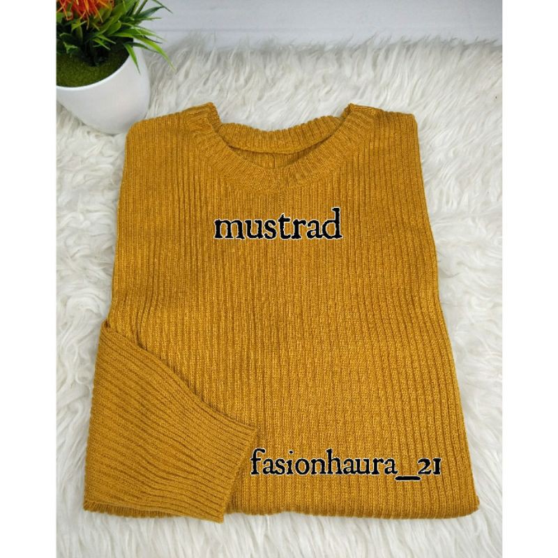 BEST SELLER BOXY ABG SWEATER RAJUT JUMBO WANITA OVERSIZE BAJU RAJUT POLOS HALUS ATASAN WANITA RAJUT PREMIUM-mustrad