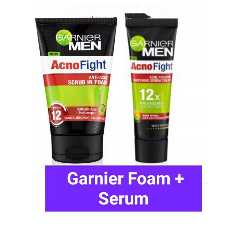 Set Garnier men Acno Fight 100ml+ Garnier acno Fight serum 20ml