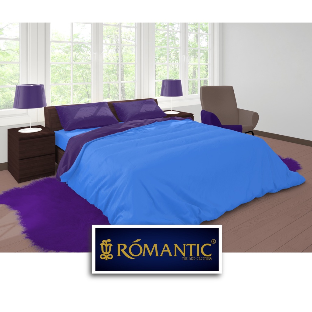 Two Tone Bedcover ROMANTIC Ungu x Biru aesthetic Bandung