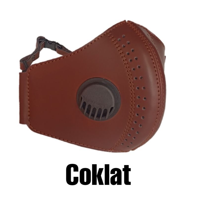 masker mulut kulit sintetis pria - masker rider anti debu dan polusi