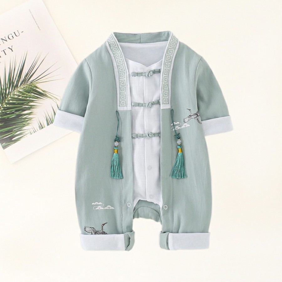 Baby boy cheongsam romper chinese new year baby boy cheongsam tassel