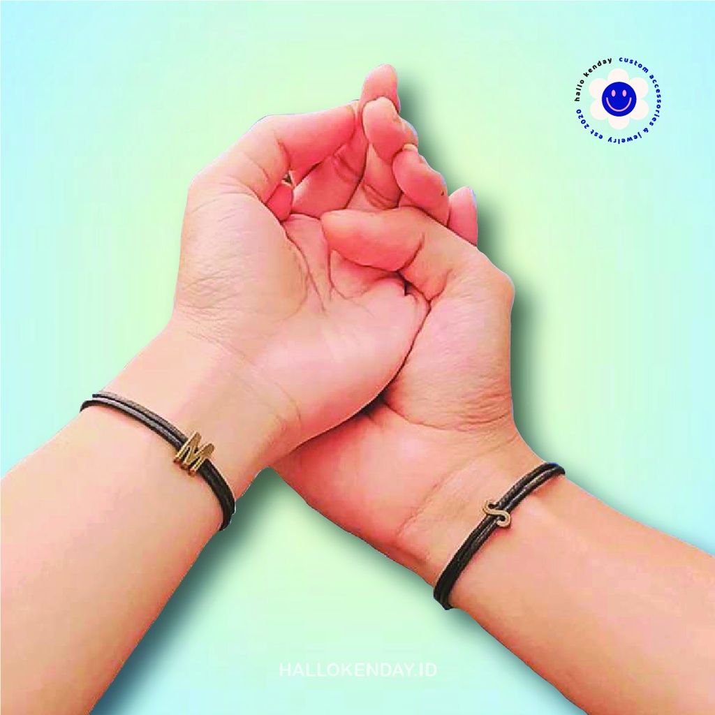 Hallo Kenday - Gelang Slide Inisial / Gelang Couple / Gelang Huruf Besi Bronze