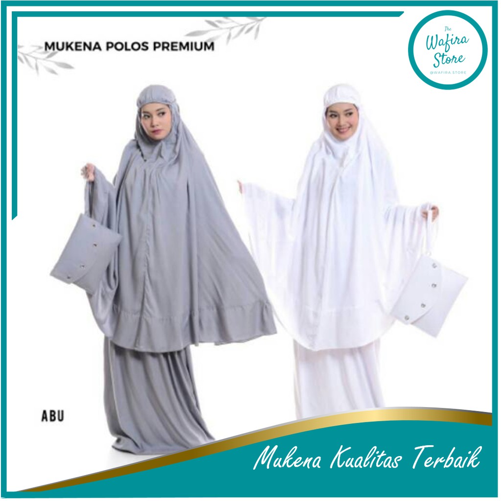 Mukena Polos Premium Mewah / Mukena Dewasa Polos Bahan Rayon Janger / Mukena + Tas Dompet Mewah