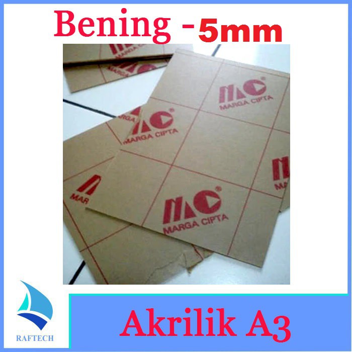 Akrilik A3 Lembaran 5mm Acrylic 5 mm Bening Transparan Marga Cipta