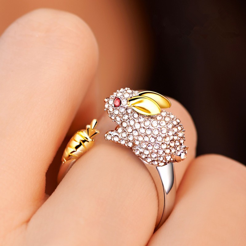 12 Zodiak Cincin Pertunangan Berlian Hewan Lucu Fashion Pria dan Wanita