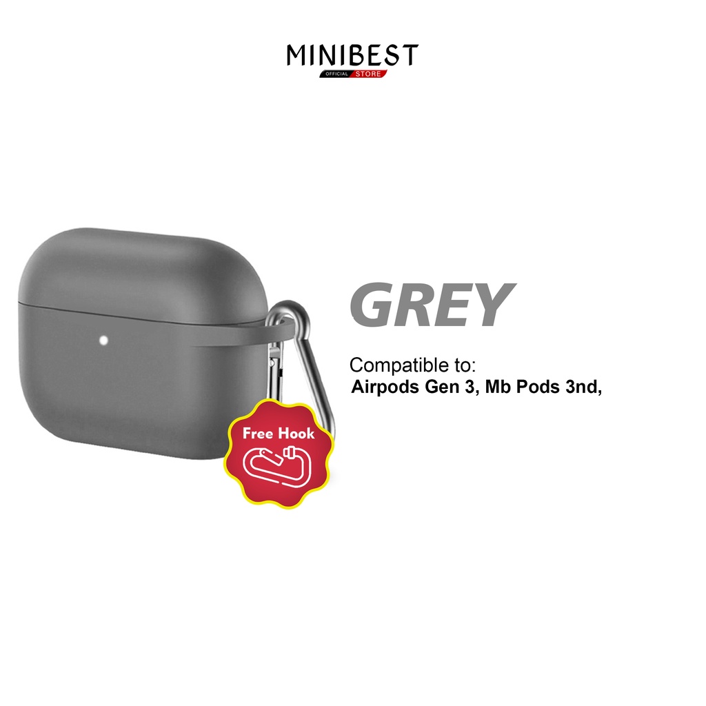 MINIBEST Case / Casing MB_Pods 3rd Generation (Premium Silicone Softcase + Free Hook) by minibest Indonesia-G3 Grey