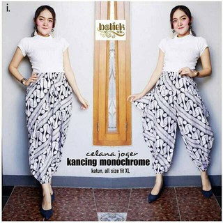  Celana  Joger Kancing Monochrome Batik  Modern Bawahan 