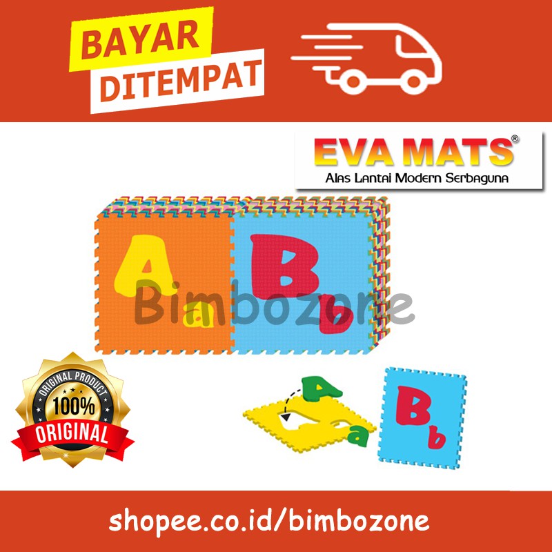 Bimbozone - Playmat anak Karpet Puzzle Evamat Alphabet Huruf | Evamat 30x30cm UNIMATS - ABJAD