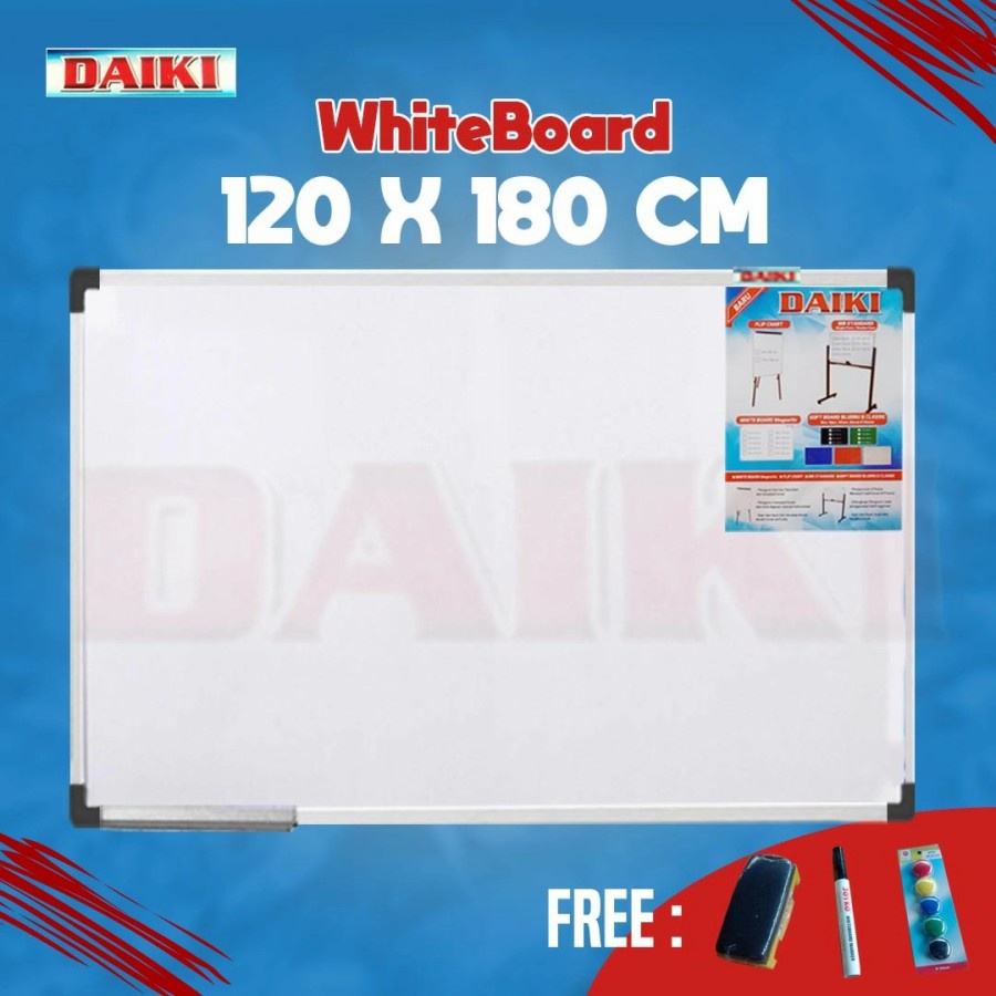 

Papan tulis / Whiteboard magnetic DAIKI gantung uk 120x180 cm