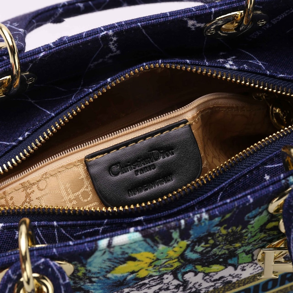 Lady Medium D-Lite Blue Constellatio Embroidery Handbag M0565ORHP-M928