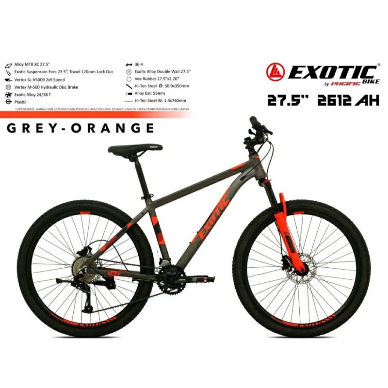 Sepeda Gunung MTB Exotic 2612 AH&amp;2658AH 27,5 inch Alloy Hidrolik 9 Speed