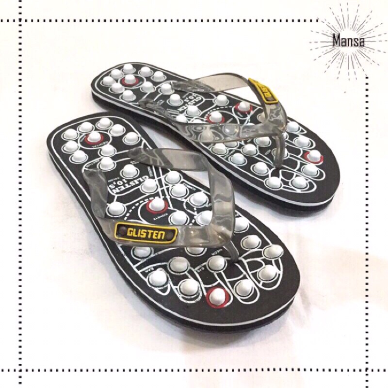 Sandal Kesehatan-Sandal Terapi-Sandal Rematik-Sandal Akupuntur-Sandal Reflexy Refleksi-Glisten Swiss-Black 10.5/41-42