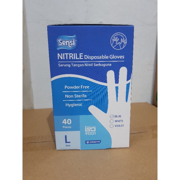 Sensi Nitrile Disposable Gloves isi 40pcs/Sarung Tangan Nitrile