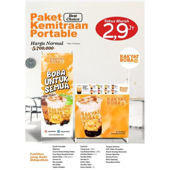 PAKET SIAP JUALAN RAKYAT BOBA 1.5JT