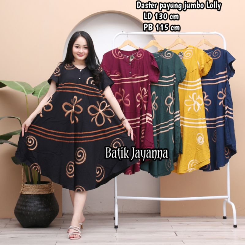 Daster payung jumbo teratai kancing depan kantong busui friendly