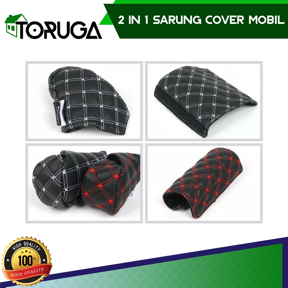 2 IN 1 SARUNG COVER MOBIL KULIT PERSNELING GIGI REM TANGAN HANDLE