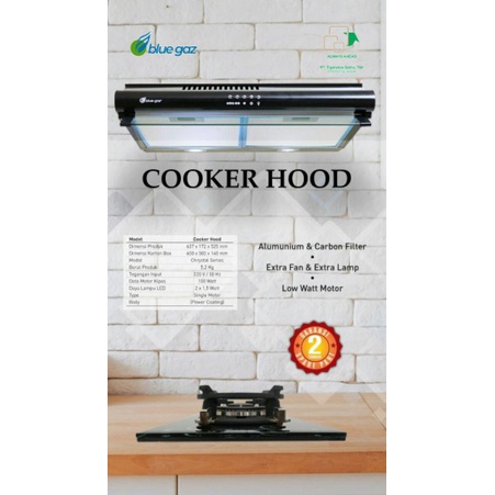 
COOKER HOOD BLUE GAS 60 CM GARANSI 2 TAHUN