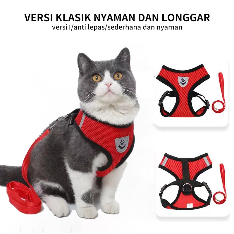 Harness dada kucing dan anjing bersikulasi udara tali hewan peliharaan bereflektif aksesoris hewan peliharaan