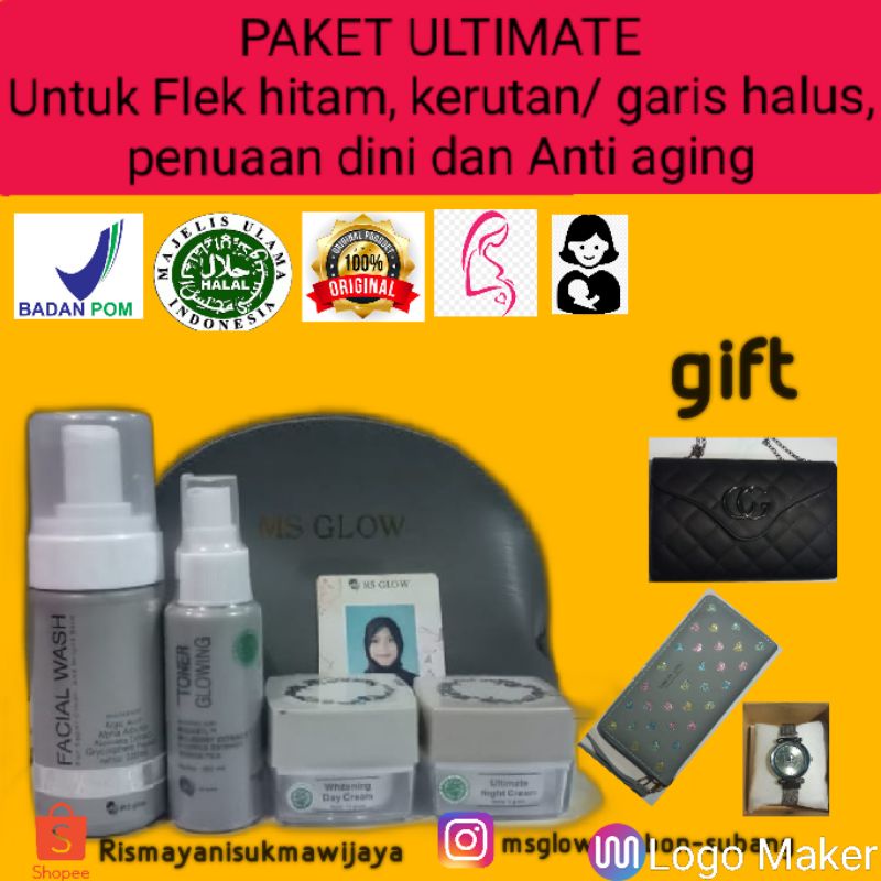 MS GLOW PAKET ULTIMATE SERIES ORIGINAL untuk flek hitam membandel, kerutan garis halus/keriput