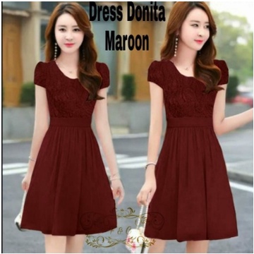Baju mini dress pesta brukat simple casual dress wanita korea korean dress style pendek simple mewah