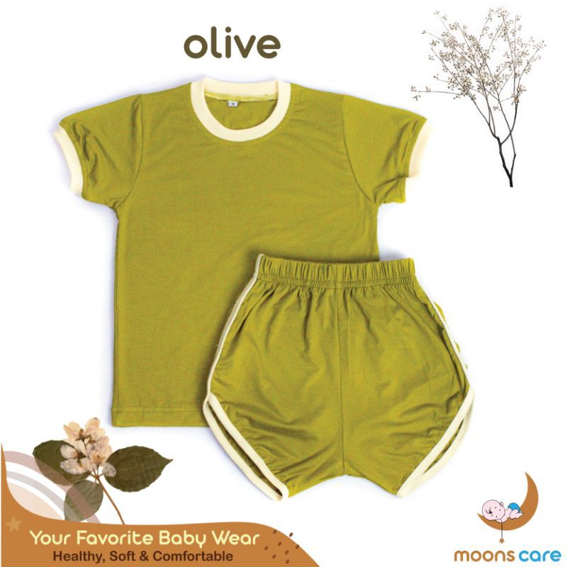 STELAN MOONS POLOS RETRO SET KID COTTON CABDY/Baju bayi polos, stelan polos retro unisex