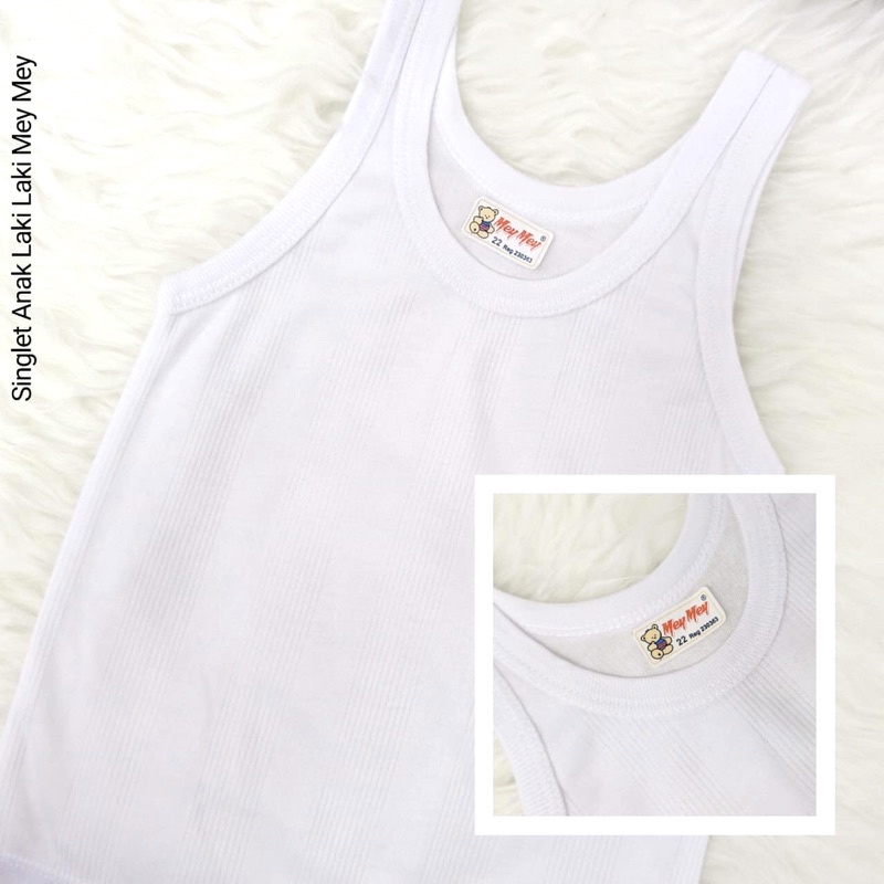 SINGLET PUTIH HALUS MEY MEY ANAK COWOK DAN CEWEK