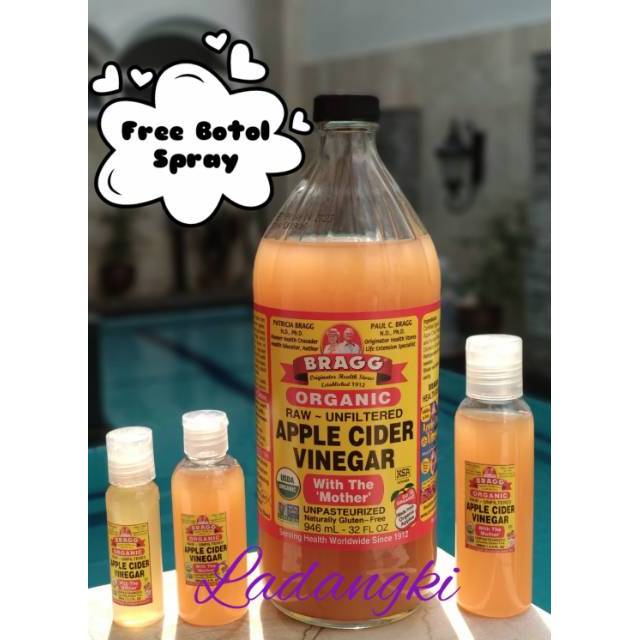 (Free Bubble Wrap + Botol Spray) Share in Bottle Bragg Apple Cider Vinegar - Cuka Apel (PURE)