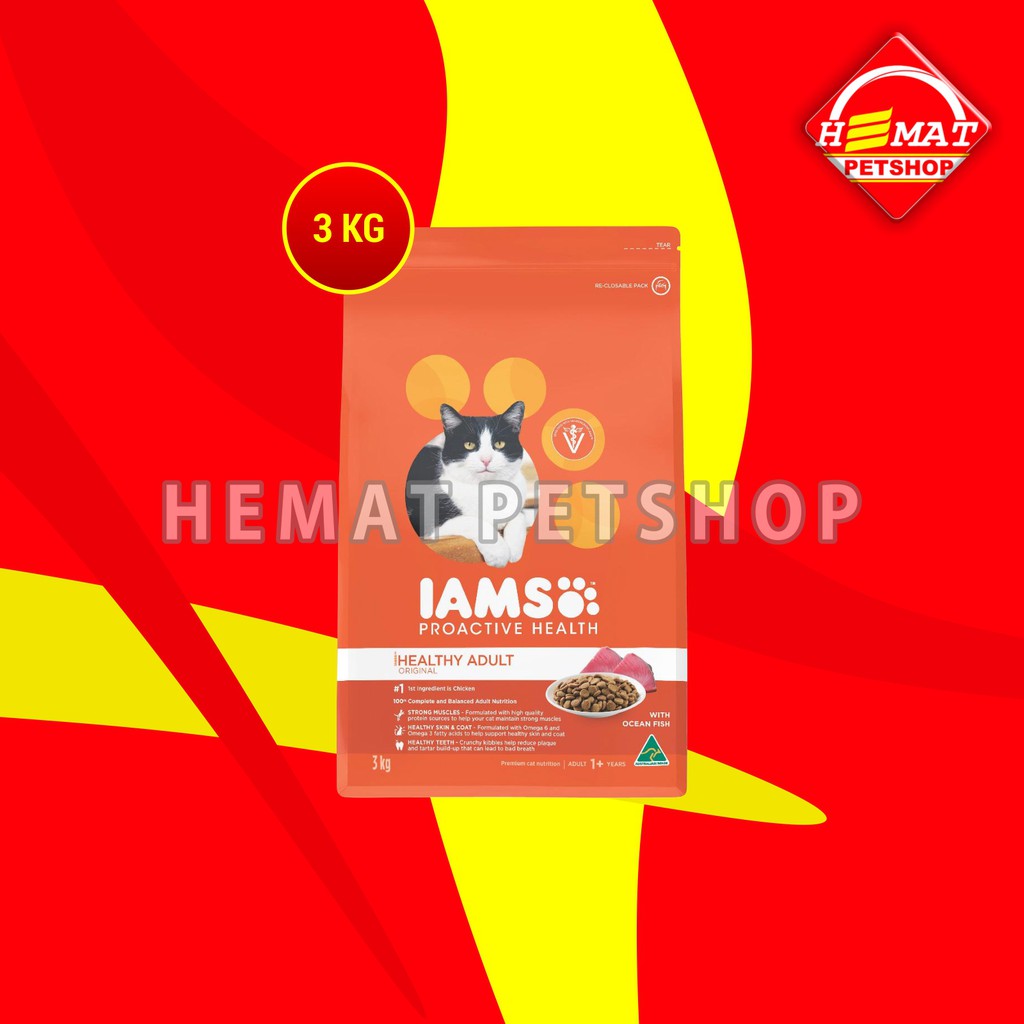 IAMS Makanan Kucing Dewasa Ikan Laut Ocean FIsh 3 KG Murah No Whiskas