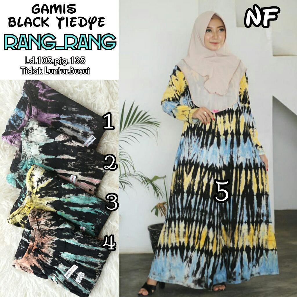Grosir Gamis Kaos Black Tiedye Gamis Kaos Rang Rang Muslim Busui Pekalongan