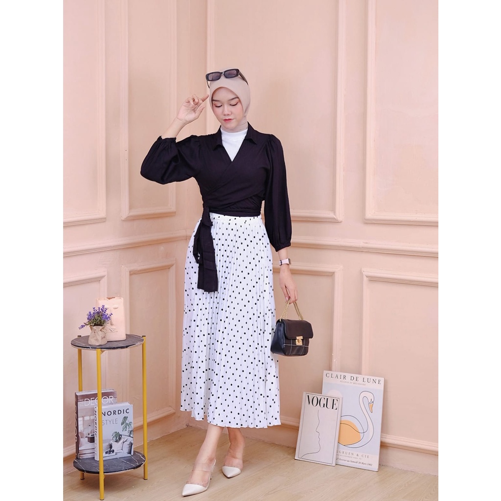 SKIRT PLISKET FULL MOTIF / POLKA SKIRT ROK PLISKET MOTIF POLKADOT ROK PLISKET POLKA POLKADOT SKIRT PLEATED MAYUNG PREMIUM/rok plisket premium rok panjang skirt rok