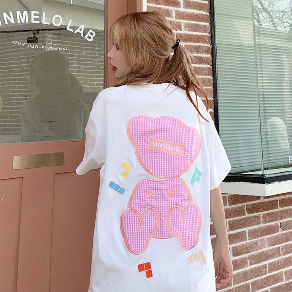 [littlecrab] Kaos Oversize Teddy Bear Tetris Soft Colorful T-shirt Playful Beruang Lucu Unik Kaos Berkualitas Cute Tshirt Couple Unisex Gambar Bear Besar Lucu Bordir Puzzle Tetris Unique Street Style Korean Style