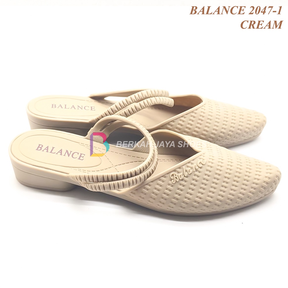 Sepatu Sandal Balance 2047 - Sepatu Sandal Wedges Jelly Import - Sepatu Sandal Karet Tali Hak Sedang