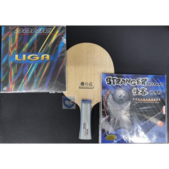 Bet Pingpong Carbon plus karet Donic dan bintik serang Set