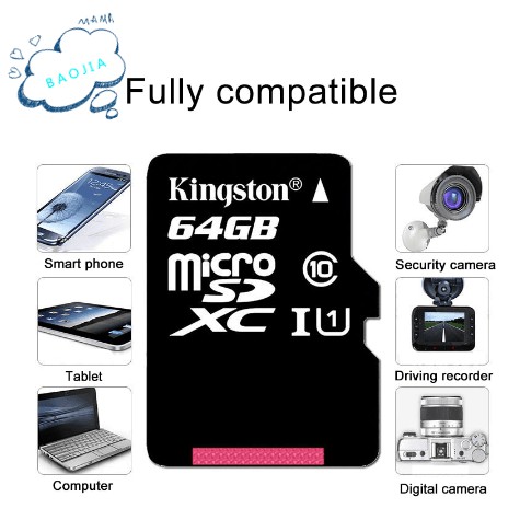 Kingston Kartu Memori Kelas Kanvas 16GB 32GB 64GB 128GB 128GB Micro SDHC 80mb / s TF