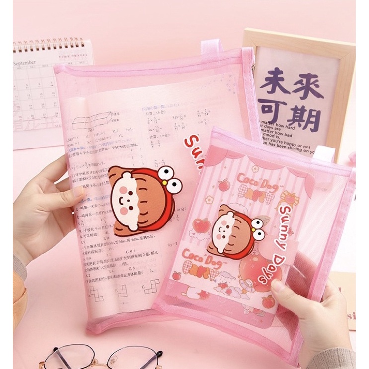 TEMPAT PENSIL JARING ZIPPER TRANSPARAN KARAKTER HEWAN LUCU PENCIL CASE CARTOON / Tempat Pensil Jaring Zipper Transparant Karakter Ins Asthetic Pencil Case